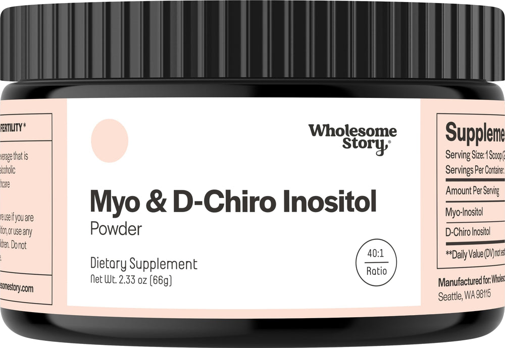 Myo-Inositol and D-Chiro Inositol powder for women in container