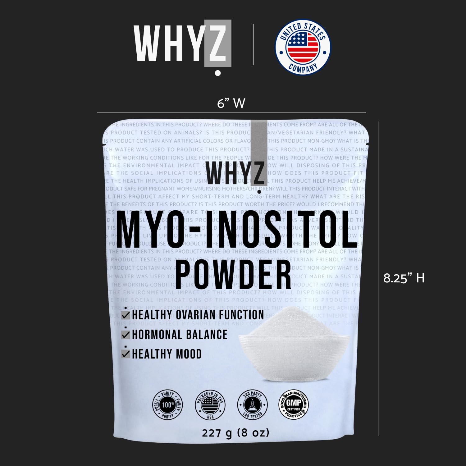 Serving size scoop and measurement for Myo-Inositol Powder 8oz