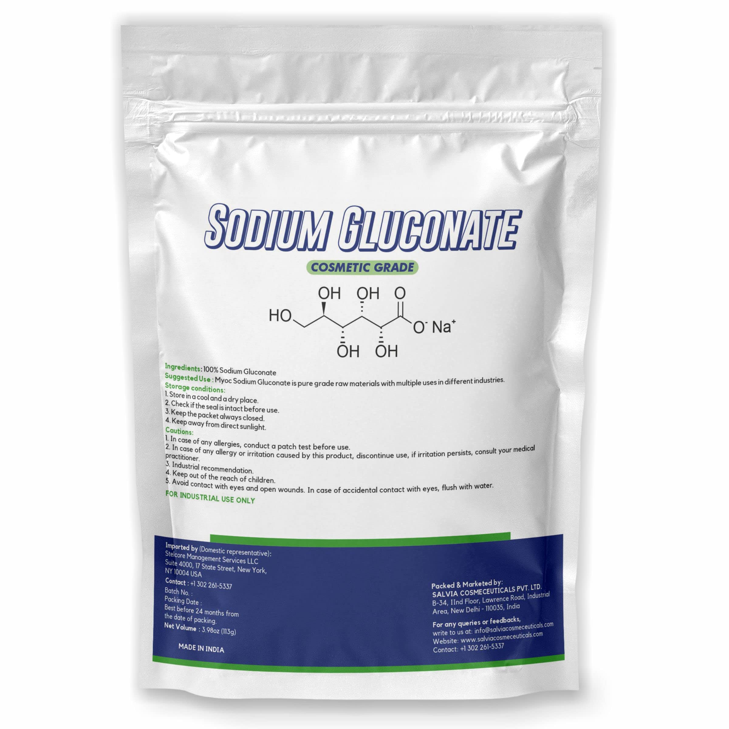 Cosmetic-grade sodium gluconate powder for skincare