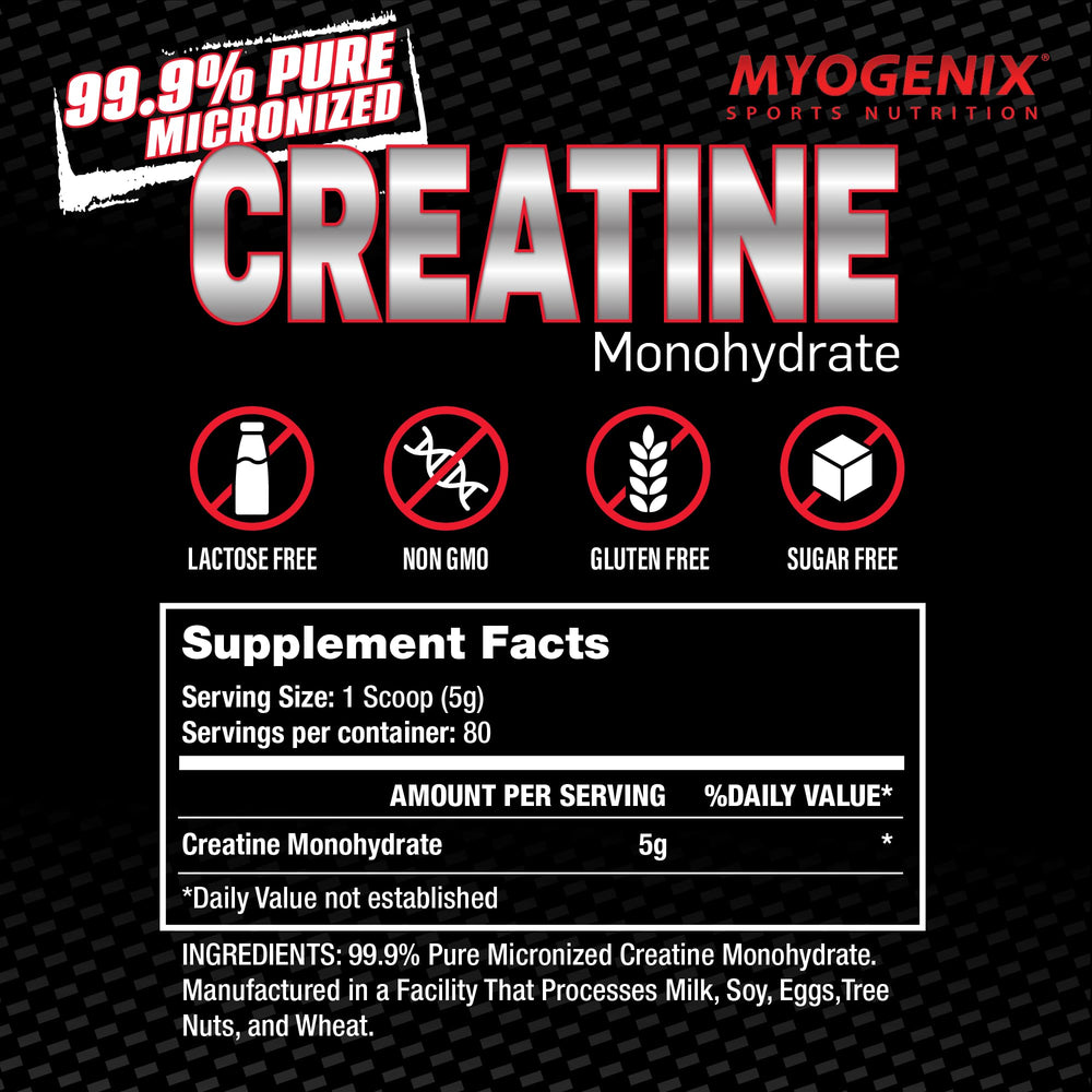 Front of Myogenix Creatine Monohydrate packaging