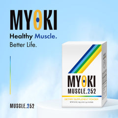 Back label with directions and nutrition facts for MYOKI Muscle Support Powder