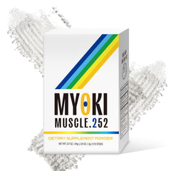 Front label of MYOKI Muscle Support Powder 0.1 oz / 3 g stick pack