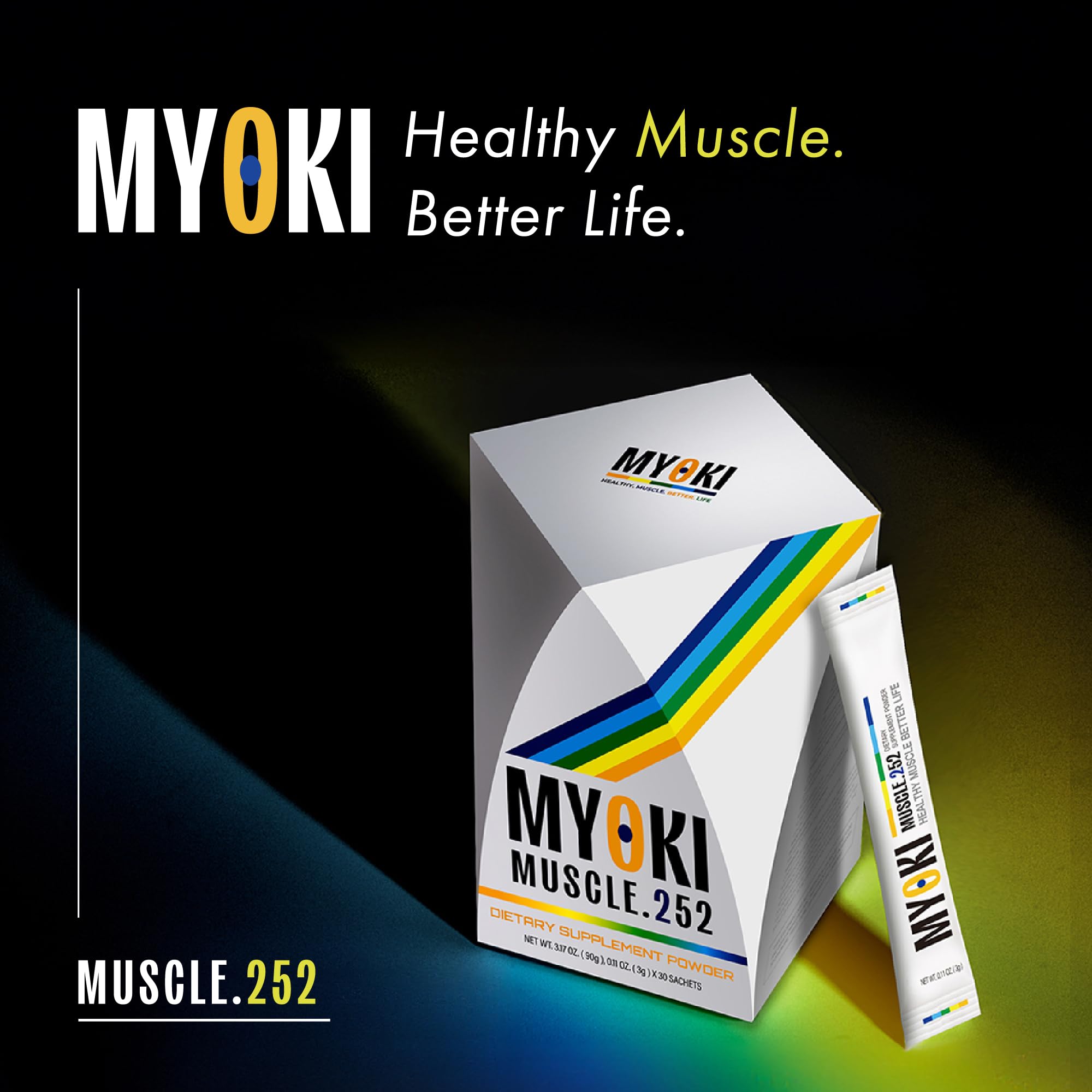Single-use MYOKI 3 g stick pack with clear labeling