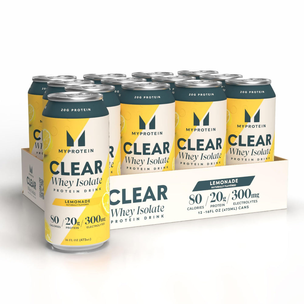 Hero image: Myprotein Clear Whey Isolate Lemonade 16 oz 12-pack can