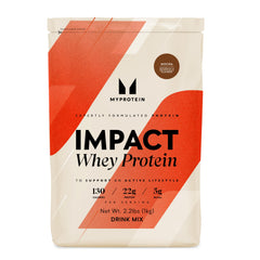 Front label of Myprotein Impact Whey Protein Powder Mocha flavor (2.2 Lbs)