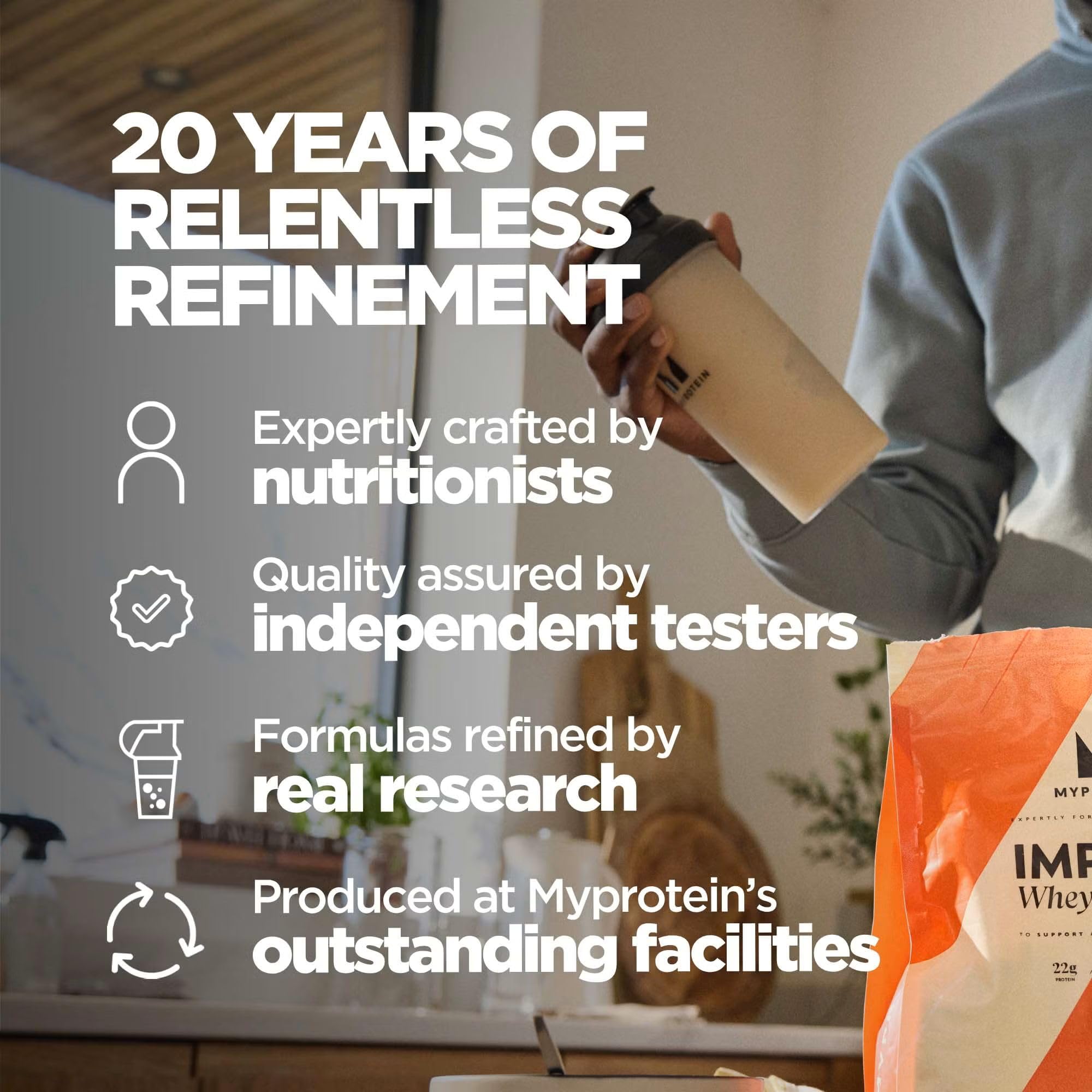 Myprotein Impact Scoop for easy 33g servings before workouts.