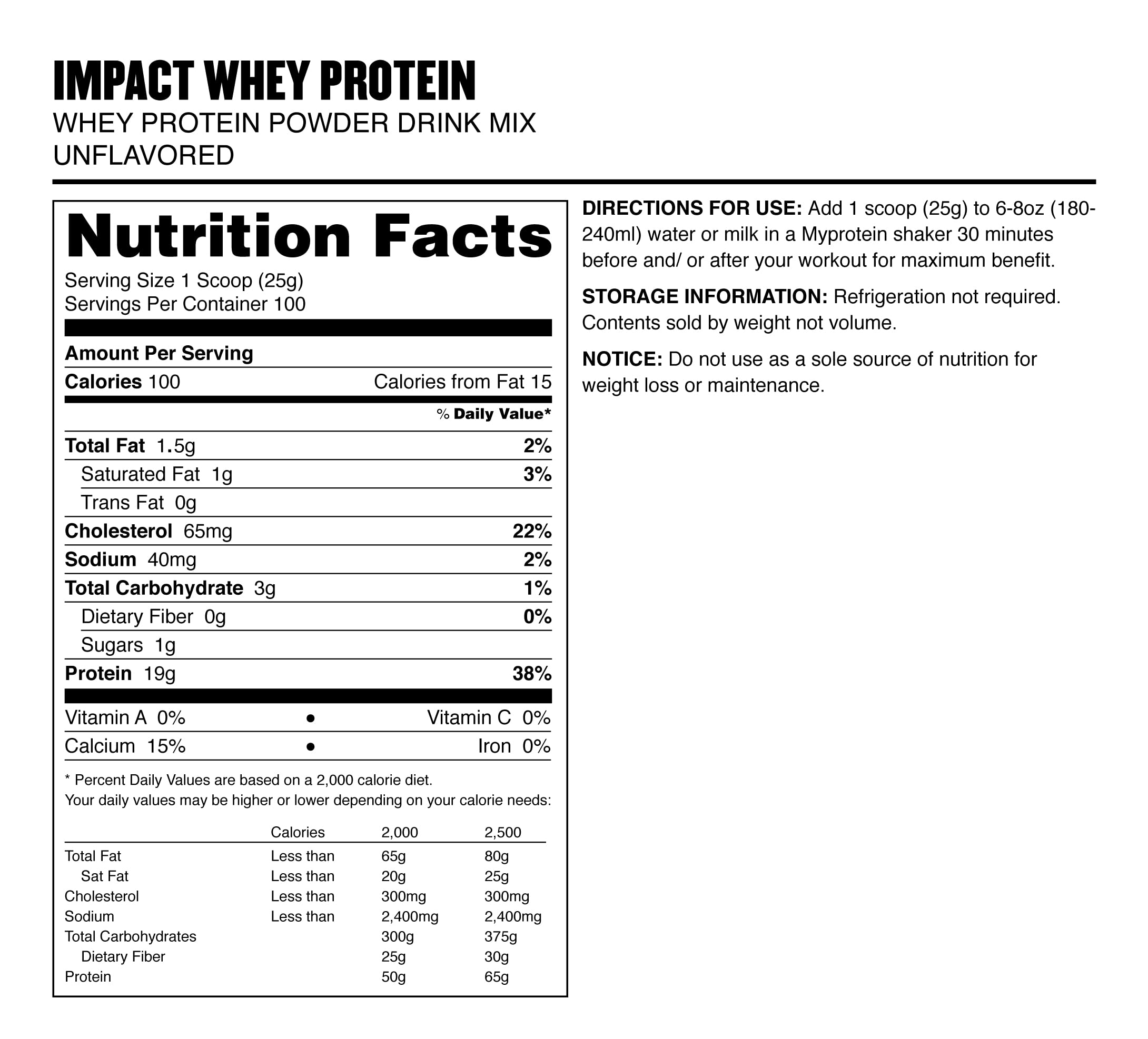 Top lid of Myprotein Impact Whey Protein Powder Unflavored 5.5 lb