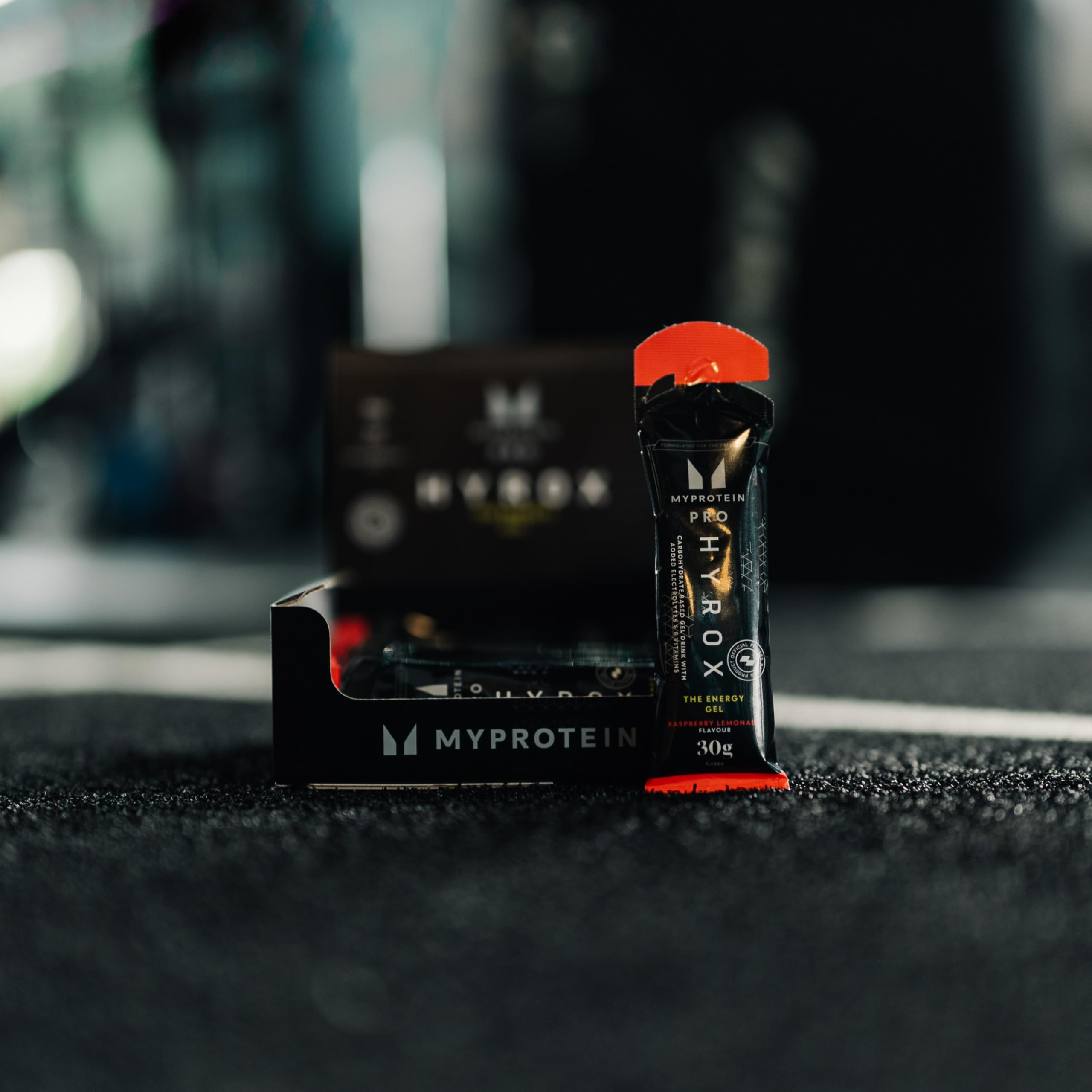 Myprotein Pro X HYROX Energy Gel hydration-support shot illustrates electrolyte balance mid-run