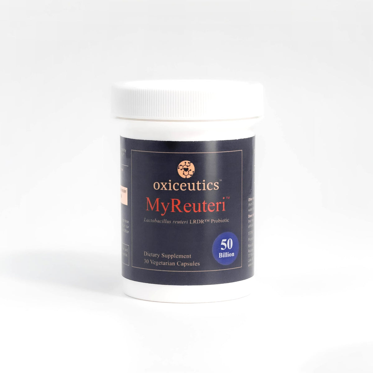 MyReuteri 50B CFU probiotic bottle featuring LRDR culture