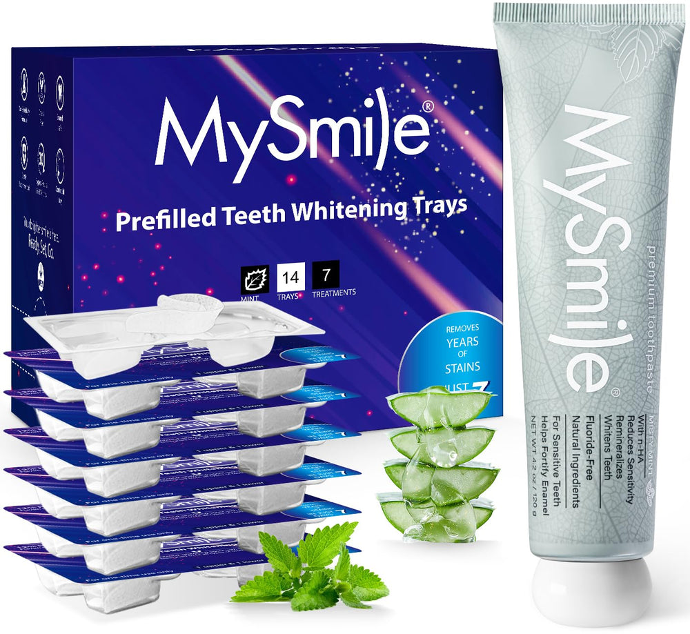 14 prefilled whitening trays for upper and lower teeth