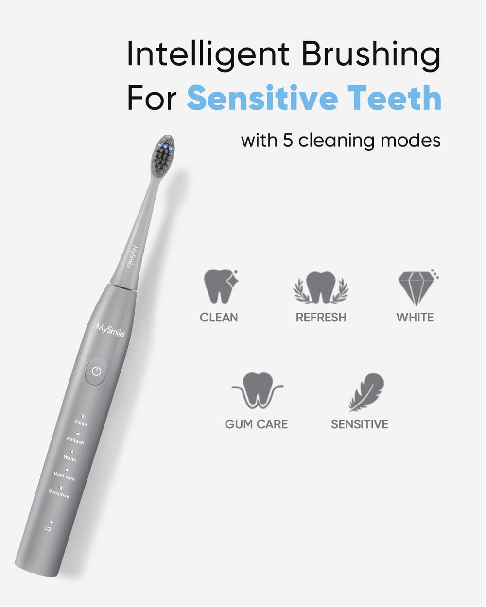 Five brushing modes offered by MySmile DY156 toothbrush