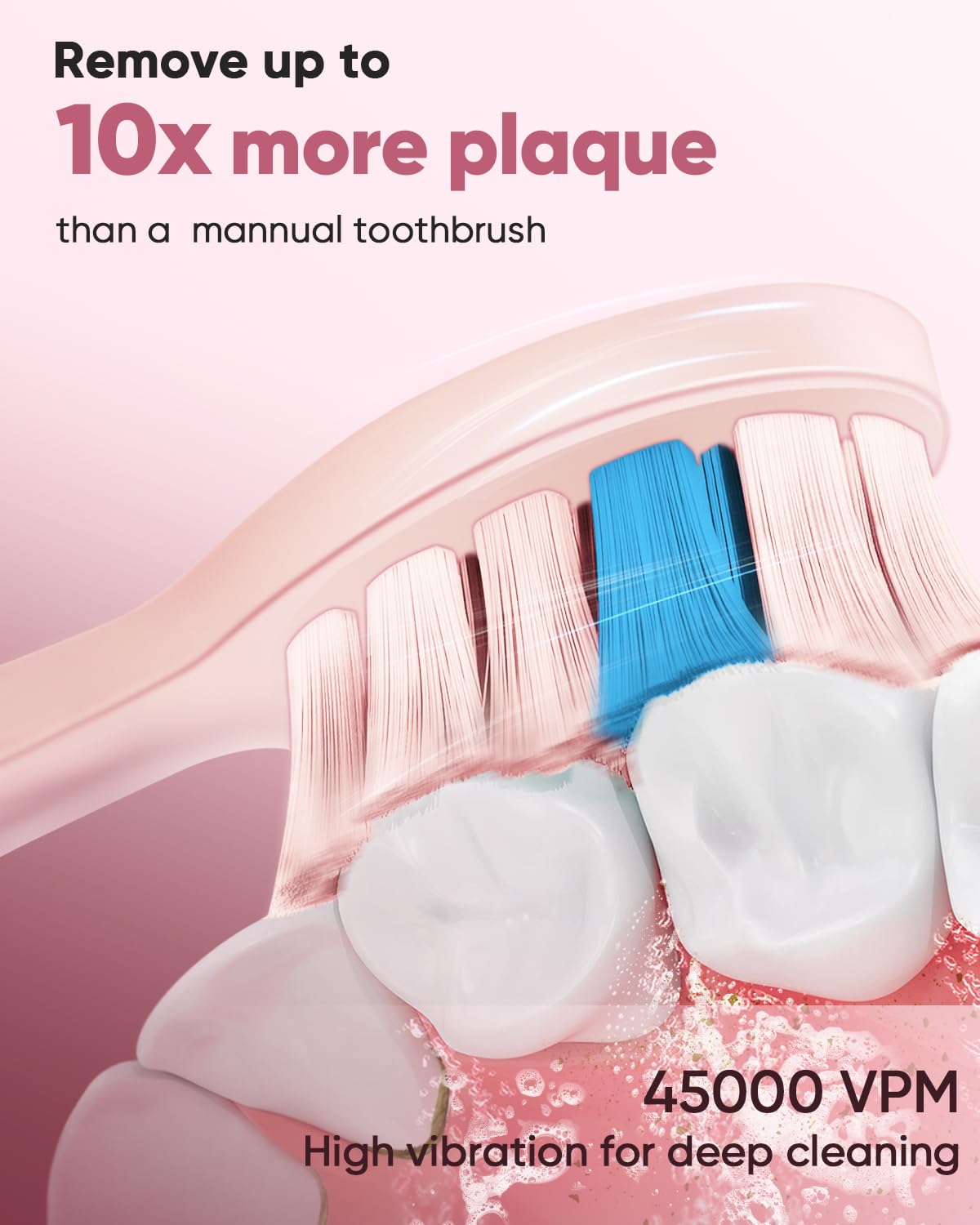 Side view of MySmile pink electric toothbrush