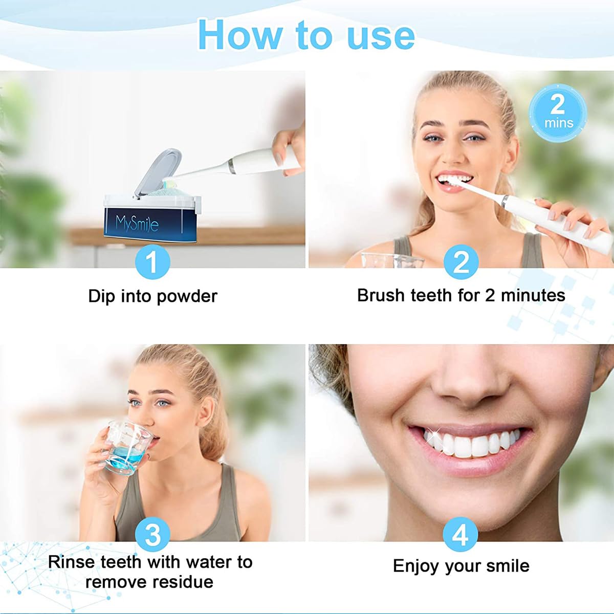 MySmile DY156 pink product kit including toothbrush and powder