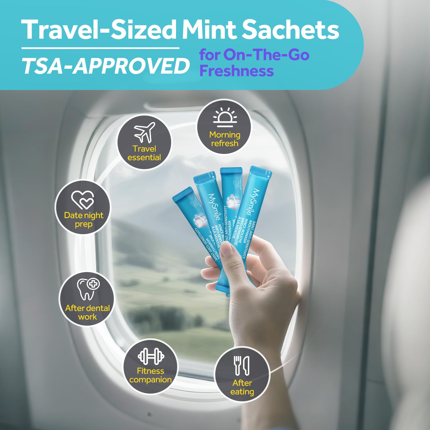 Travel-size mouthwash packets for on-the-go freshness