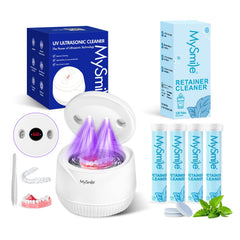 Front view of MySmile Ultrasonic Retainer Cleaner in white