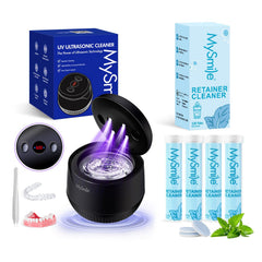 Front view of MySmile Ultrasonic Retainer Cleaner in black