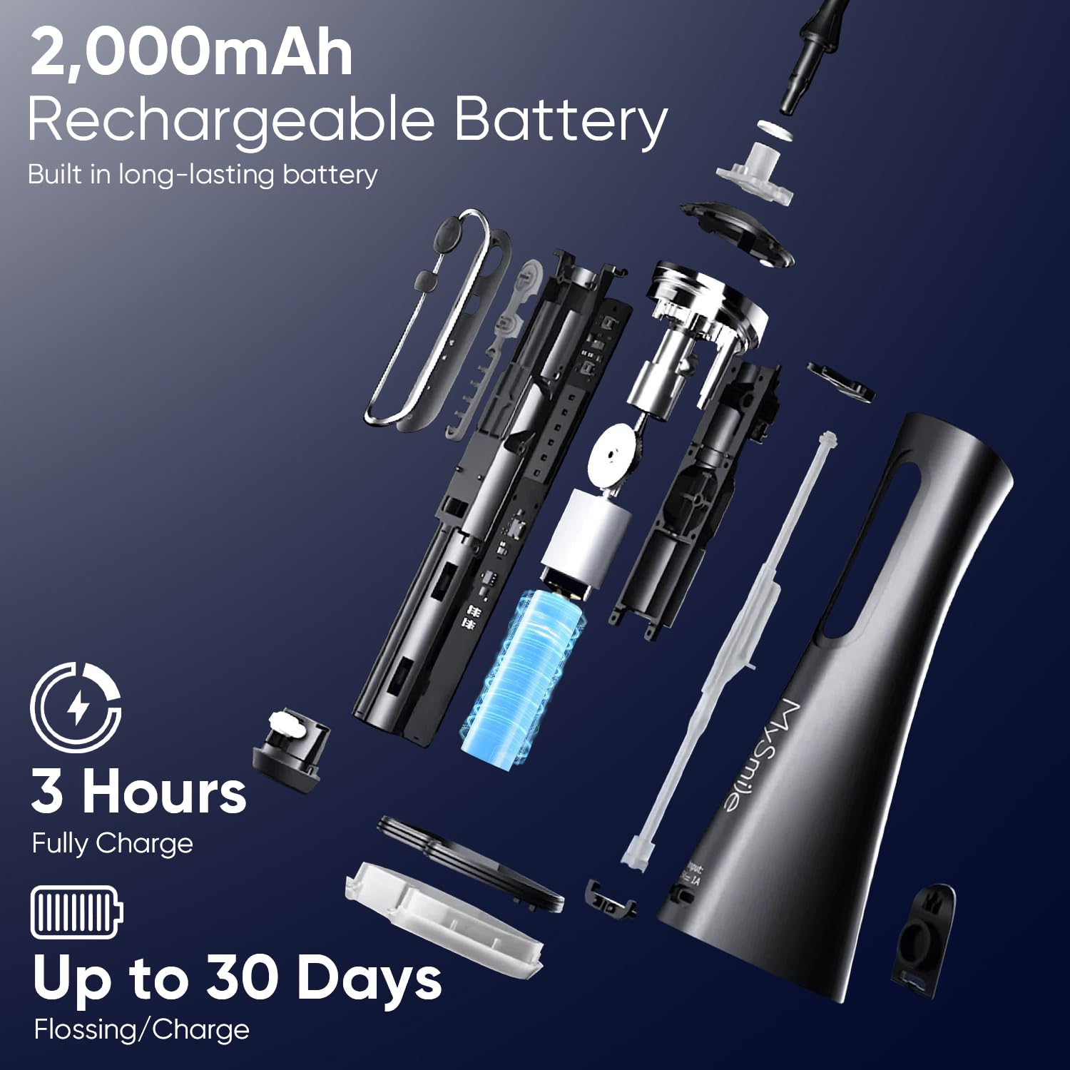 MySmile LP211 cordless water flosser Midnight Black – side view