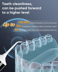 Side view of MySmile LP221 Pearl White cordless water flosser