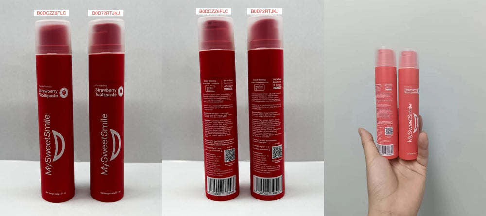 MySweetSmile Strawberry Toothpaste packaging with 60g tube