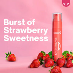 Close-up graphic representing strawberry berry flavor burst for MySweetSmile toothpaste