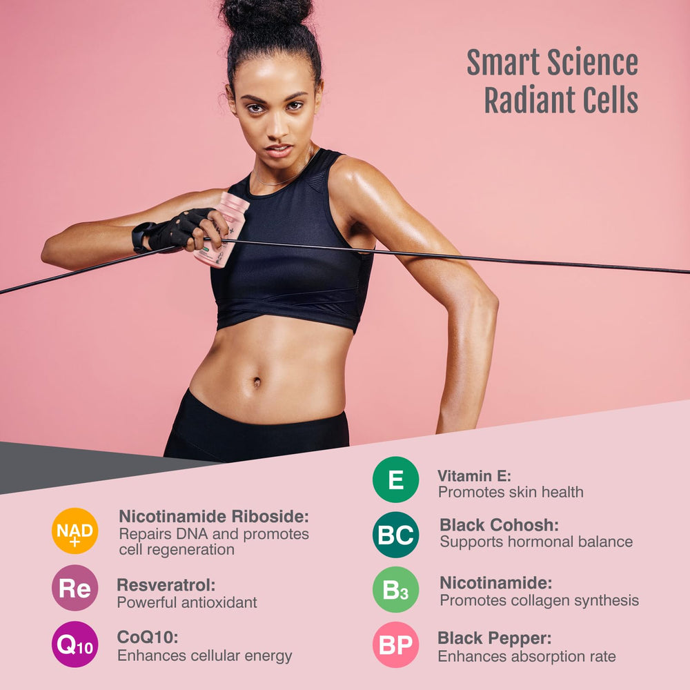 NAD+ supplement bottle highlighting elevated cellular energy and mood balance