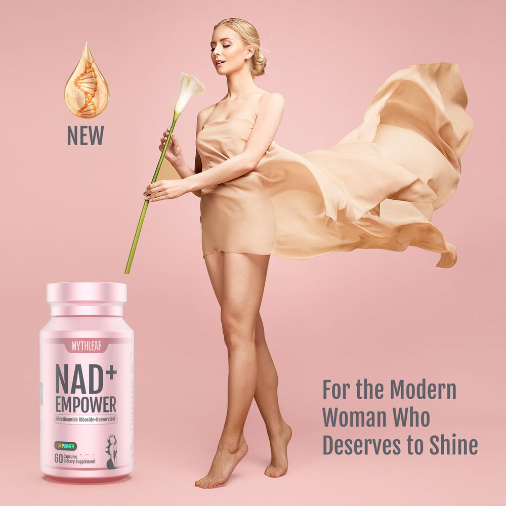 Premium MythLeaf packaging with rose gold-pink bottle design