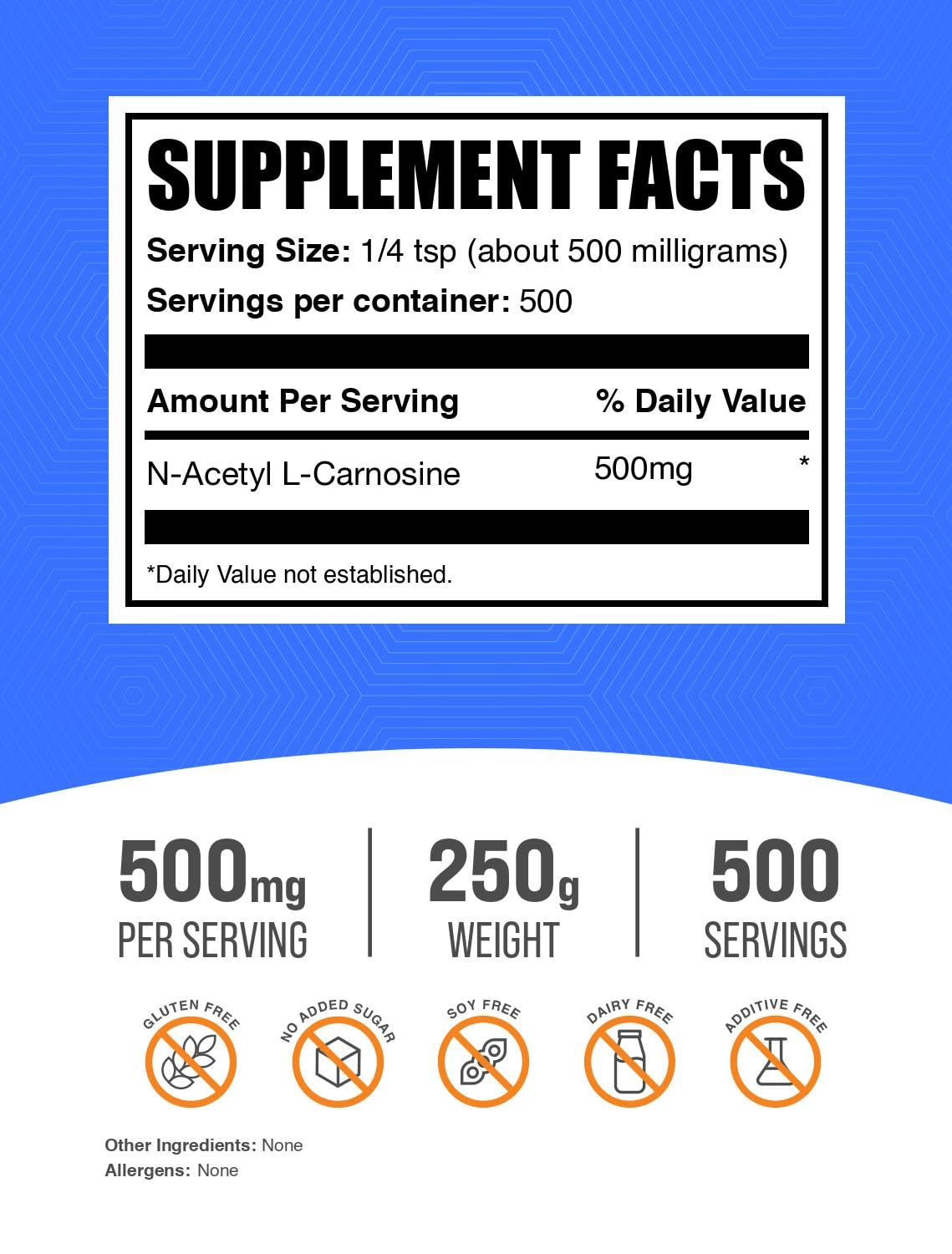 Gluten free N-Acetyl L-Carnosine powder 500 mg image