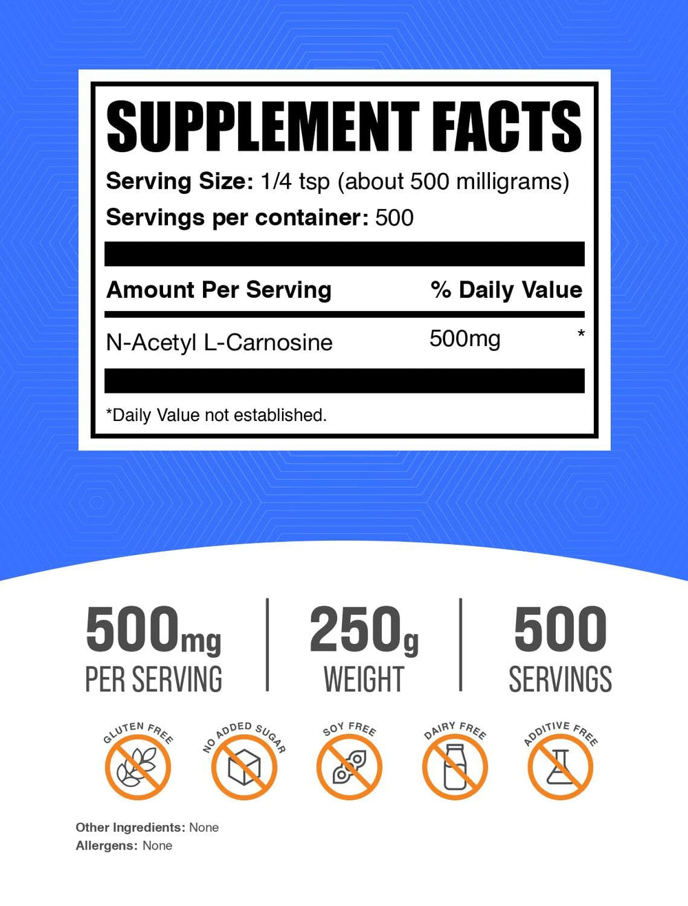 Gluten free N-Acetyl L-Carnosine powder 500 mg image