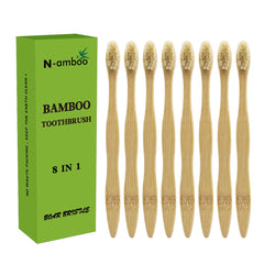 N-amboo bamboo toothbrush with boar bristles and wooden handle