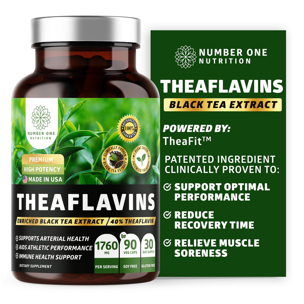 N1 Nutrition Premium Theaflavins Black Tea Extract bottle with 90 vegan capsules