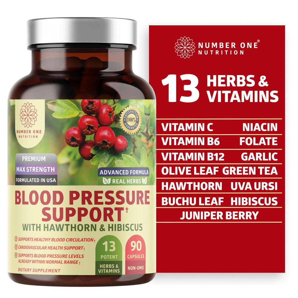 Bottle of N1N Premium Blood Pressure Support with Hawthorn and Hibiscus