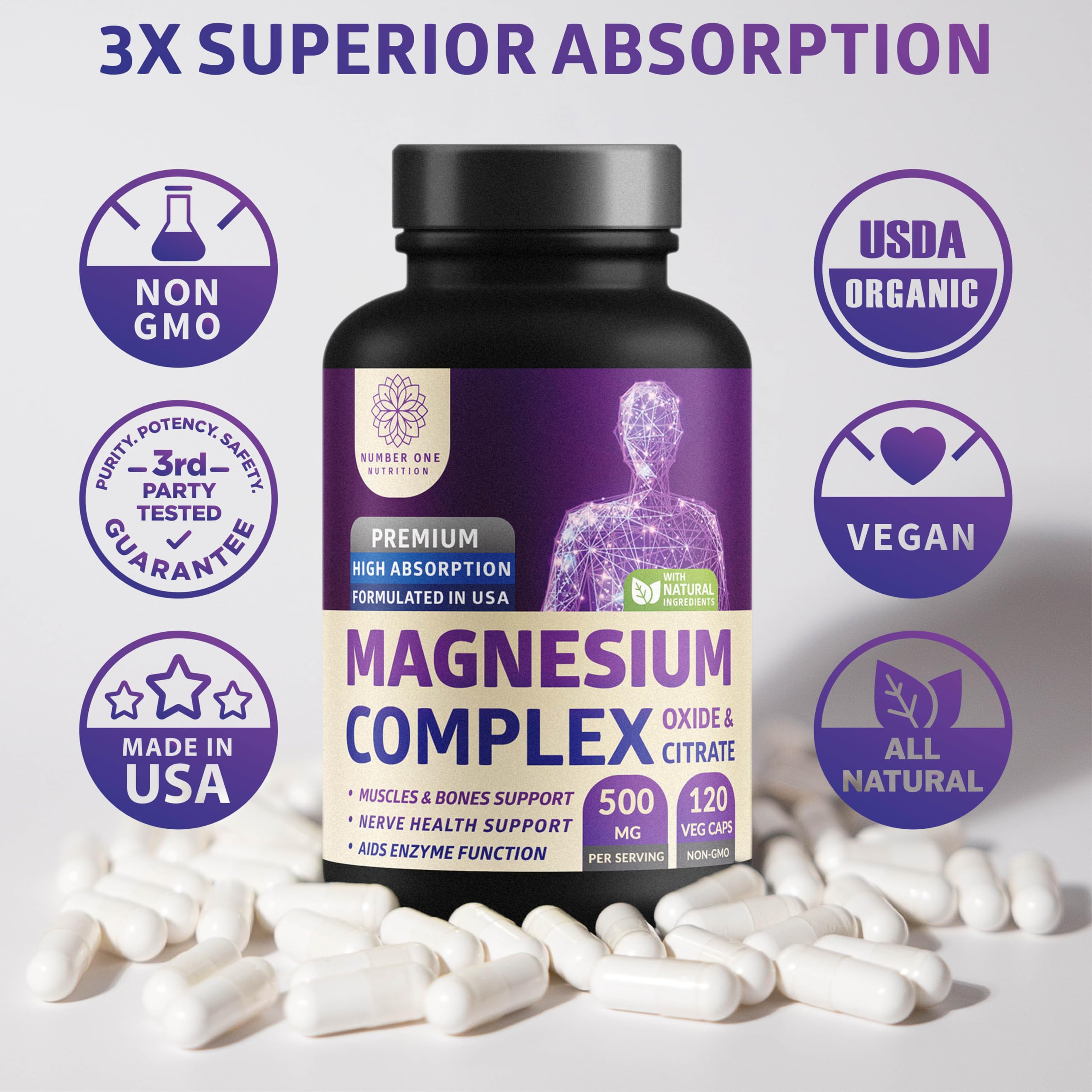Vegetarian capsules and GMP facility badge