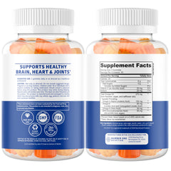 Gummies with lemon and orange flavor accents for vegan omega complex