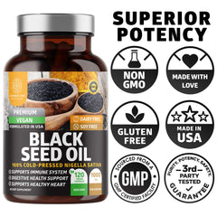 Front label of N1N Premium Black Seed Oil bottle