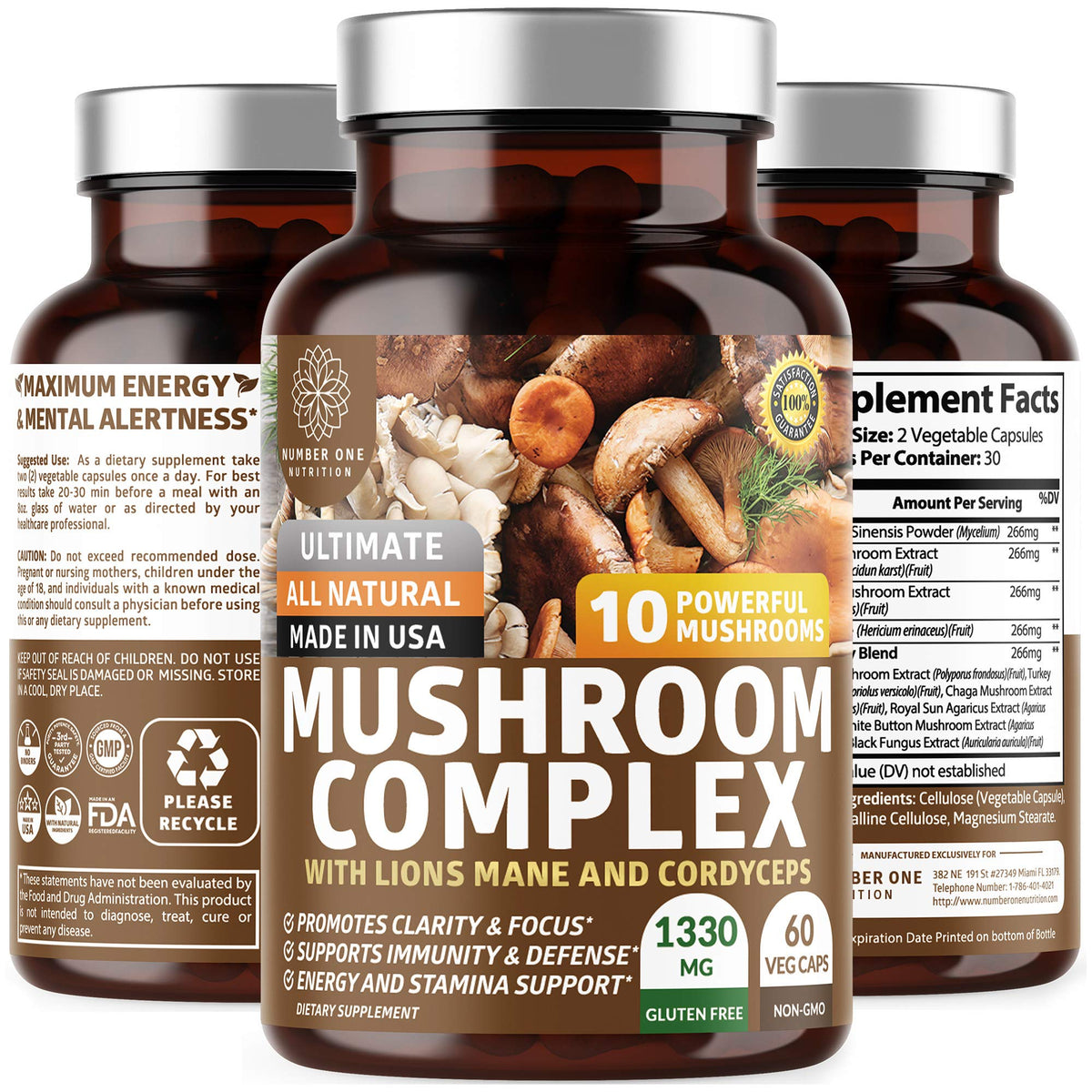 N1N Premium Mushroom Complex bottle with label