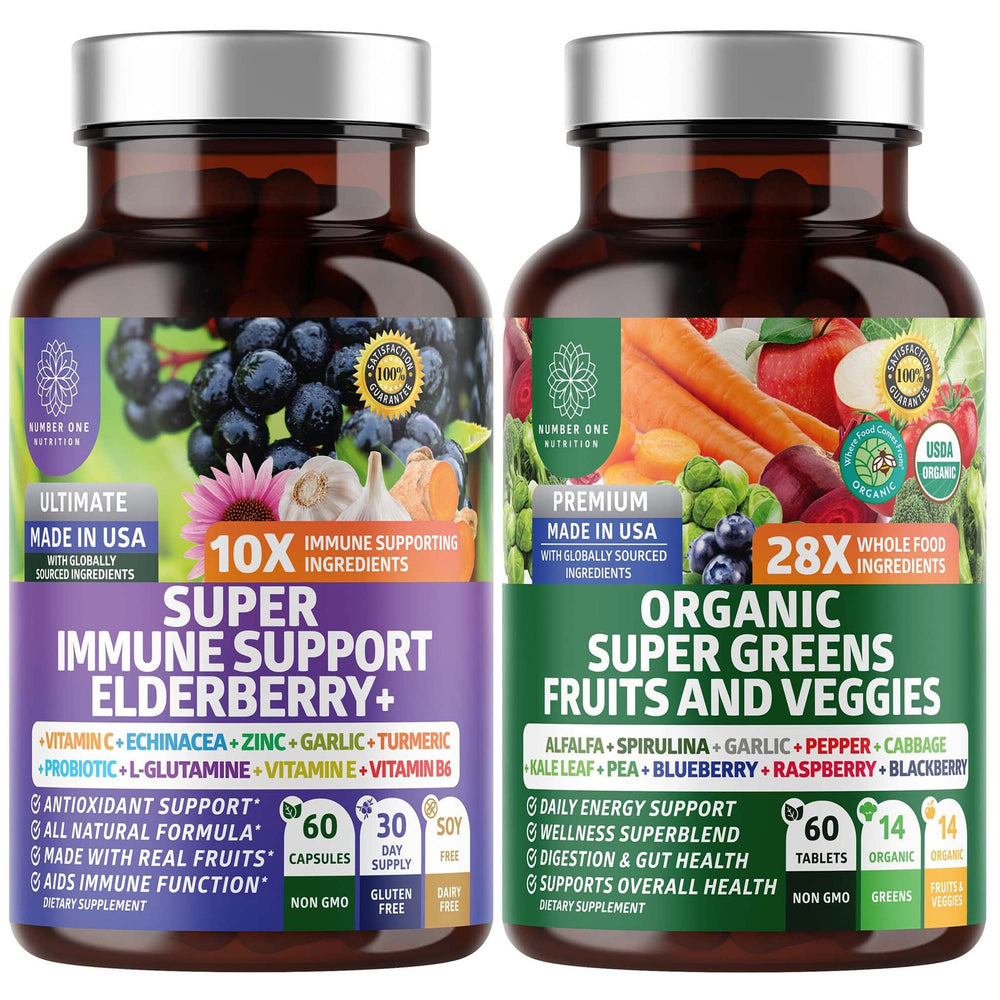 Bottle of N1N Premium Organic Super Fruits & Veggies with 38 ingredients