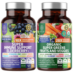Bottle of N1N Premium Organic Super Fruits & Veggies with 38 ingredients