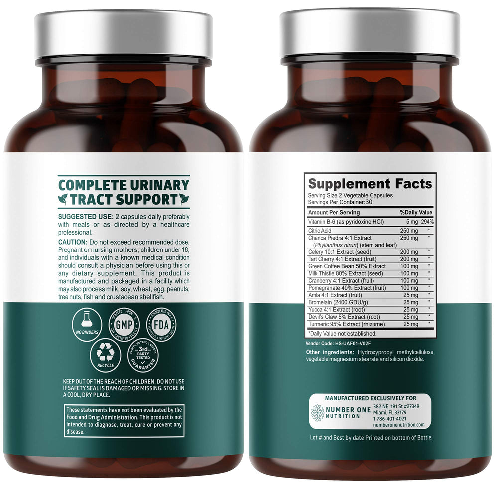 Highlighted ingredients of N1N Uric Acid Supplement: Tart Cherry, Milk Thistle, Cranberry, Celery