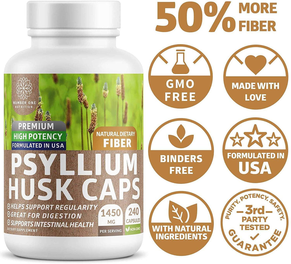 Supplement facts panel for N1N Psyllium Husk Capsules