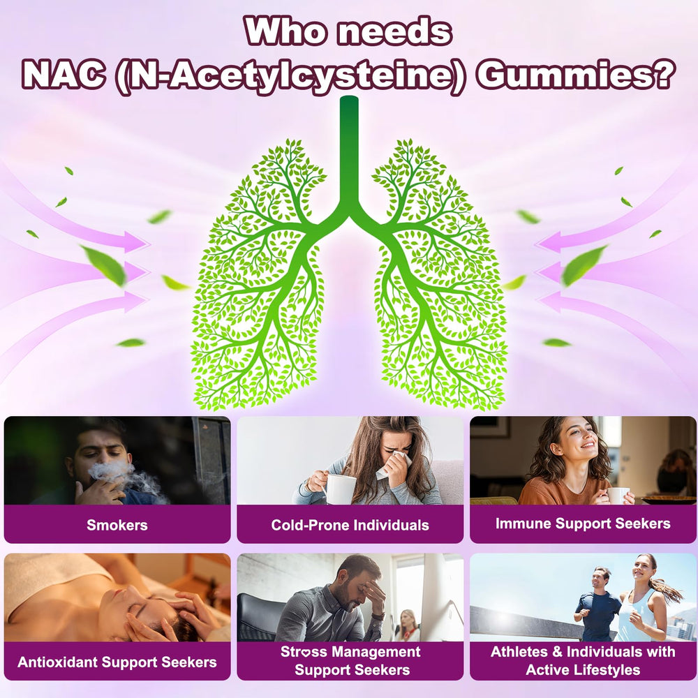 Graphic illustrating immune support and antioxidant benefits from NAC Gummies