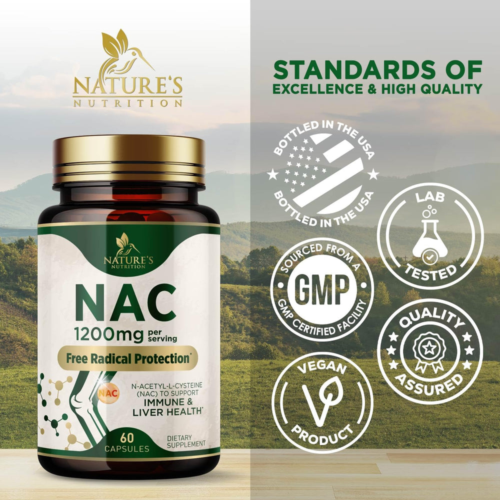 Product packaging highlighting immune and heart health with NAC