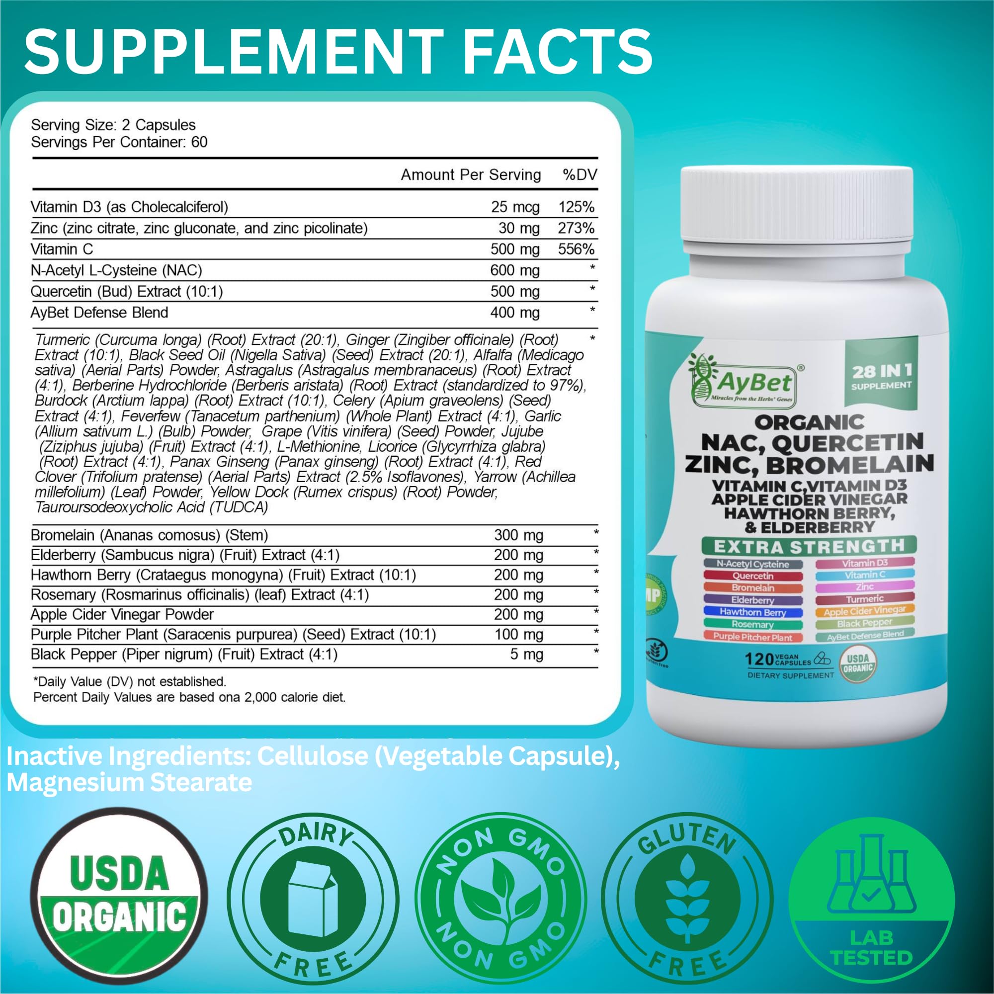 Close-up of 28-in-1 formula text on package