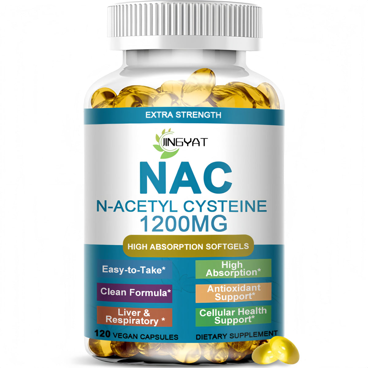 NAC 1200 mg softgels bottle front label