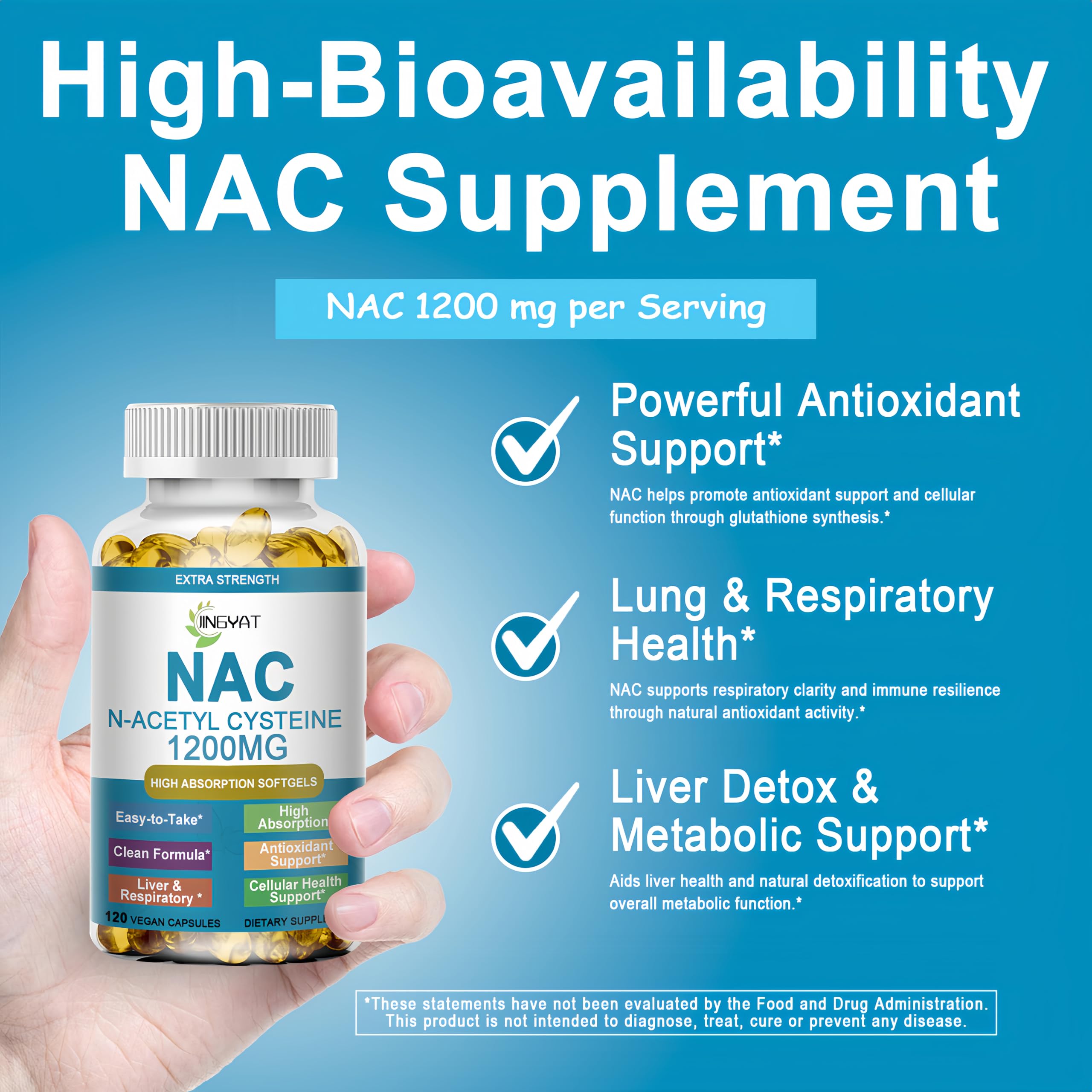 NAC 1200 mg softgels highlighting liver detox support