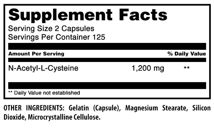 Manufactured in the USA label for NAC supplement