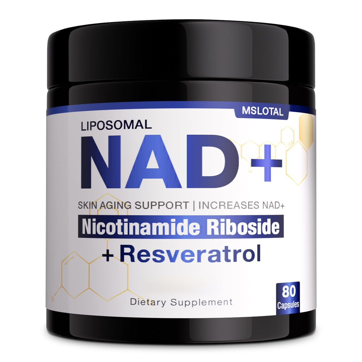 Bottle of NAD+ 1000mg Nicotinamide Riboside with Resveratrol