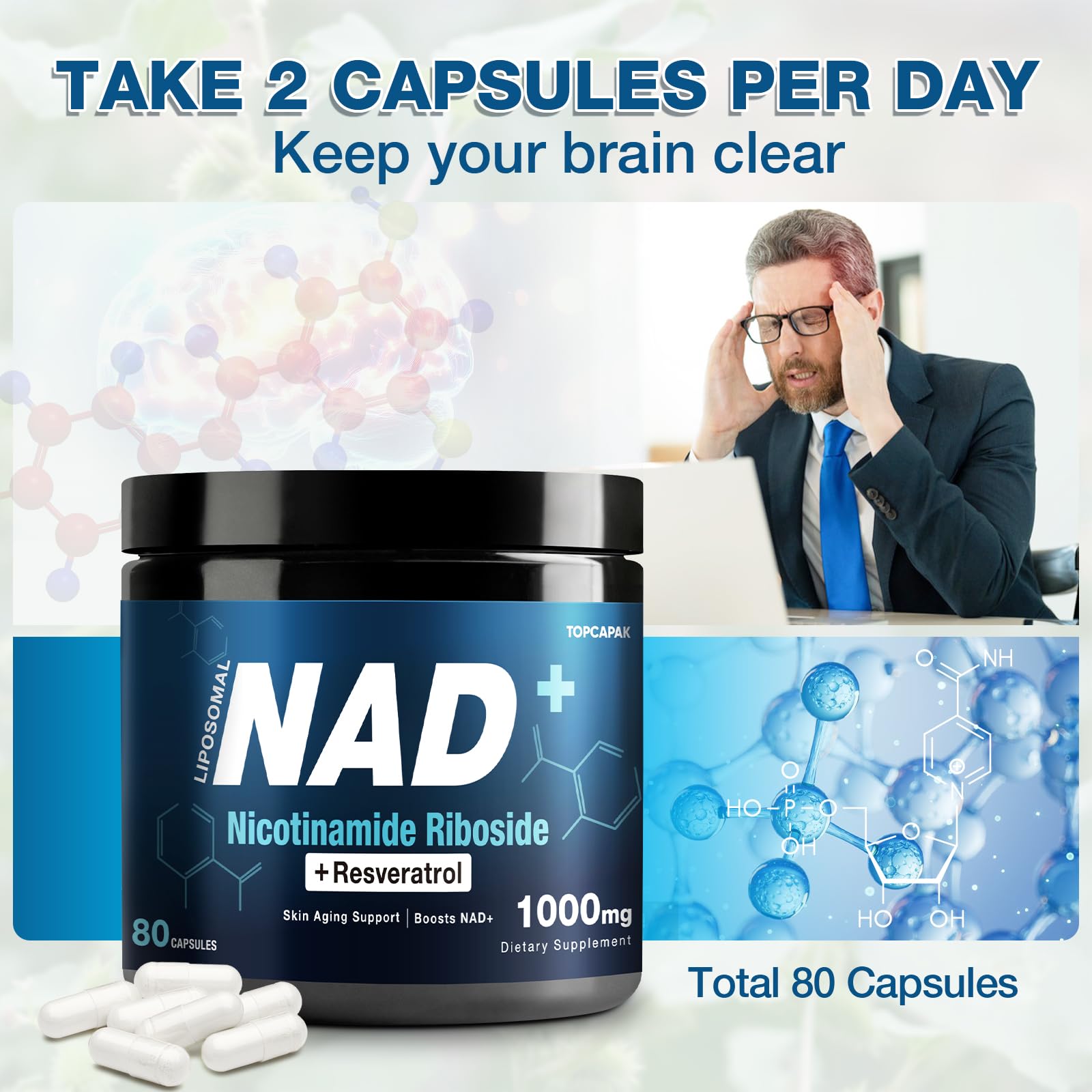 Liposomal delivery illustration for NAD+ formula