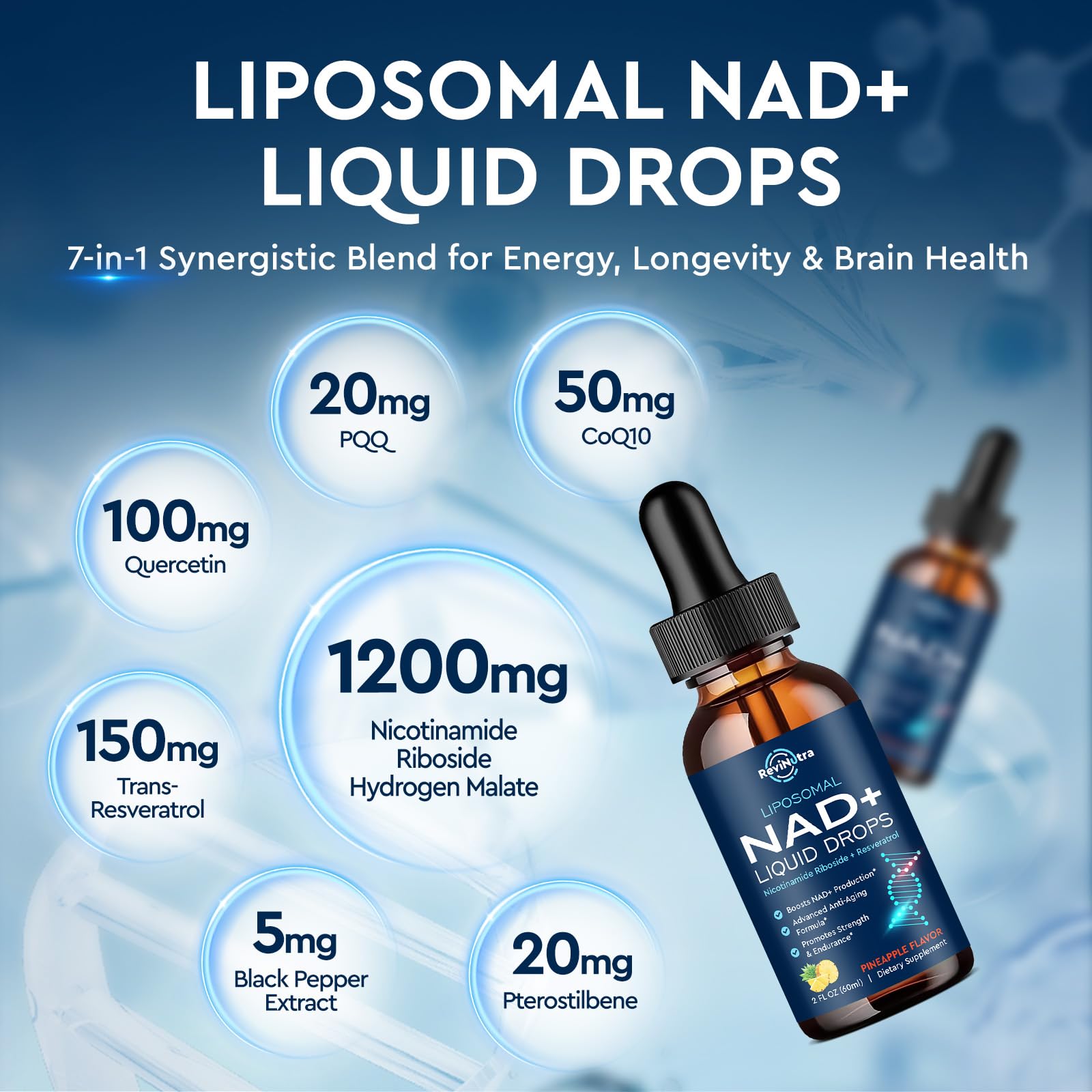 NAD liquid drops bottle for women and men