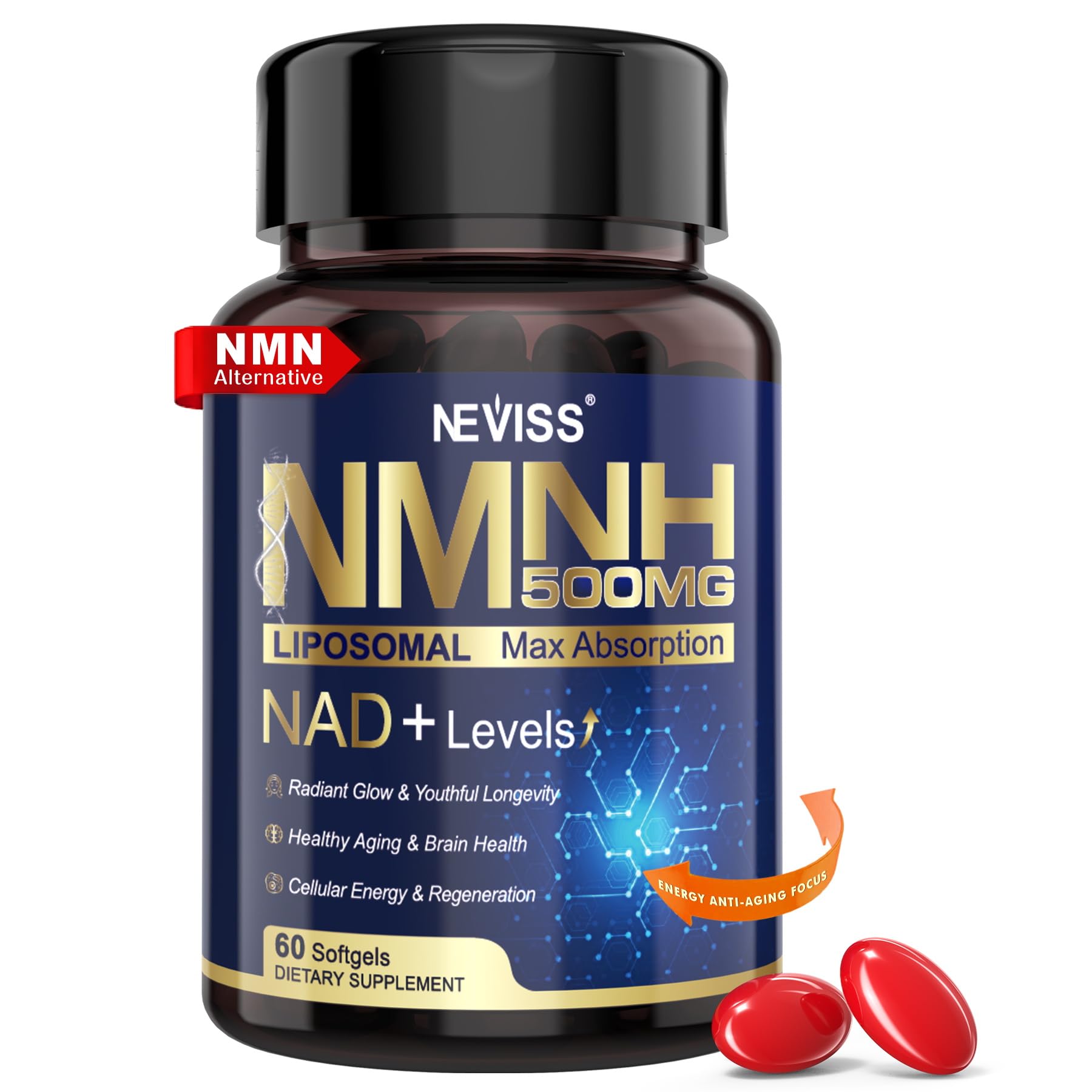 NMNH Liposomal NAD+ 500mg bottle – front view