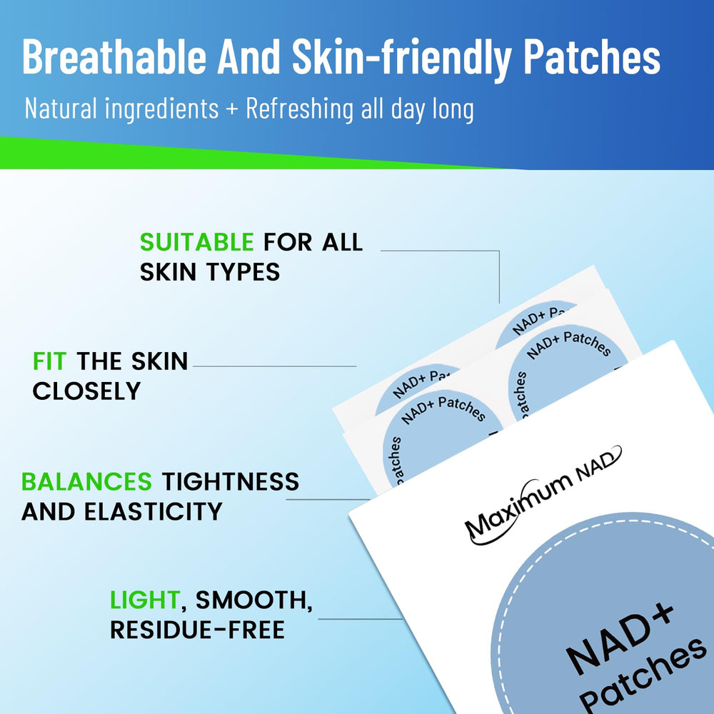 Close-up of NAD+ patch applied to clean skin on arm